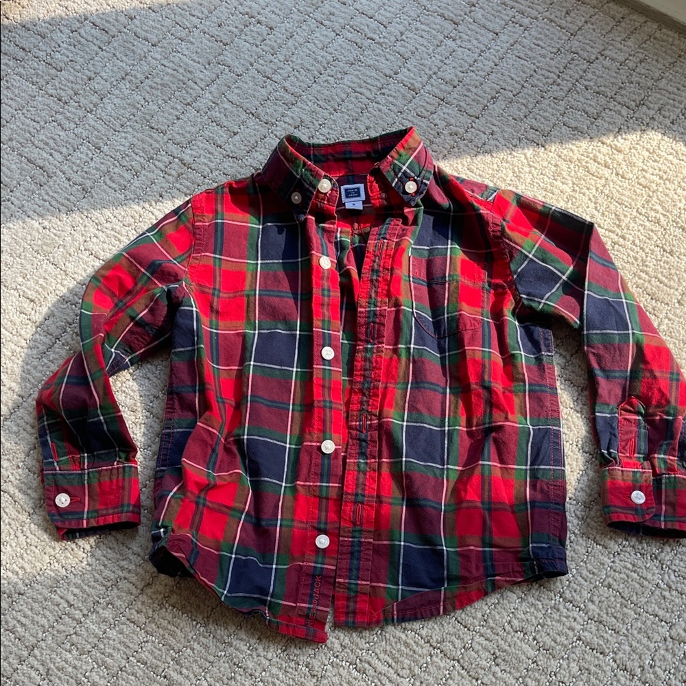 Janie and Jack boys Plaid Shirt - Red and Green size 3